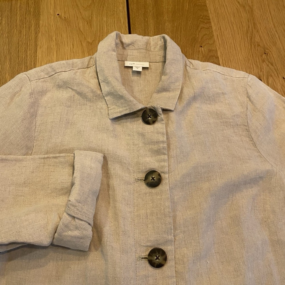 J. Jill "Love Linen"Duster Jacket Women's Medium Button-Front Longline Lagenlook